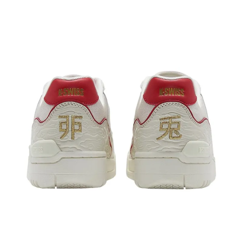 KSWISS Oxford Cny Slip Resistant, Abrasion Resistant, Lightweight Low Top Skateboard Shoes Men's White Red-4