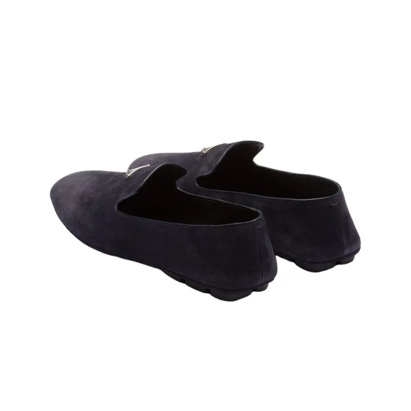 PRADA Logo-plaque Suede Driving Shoes-4