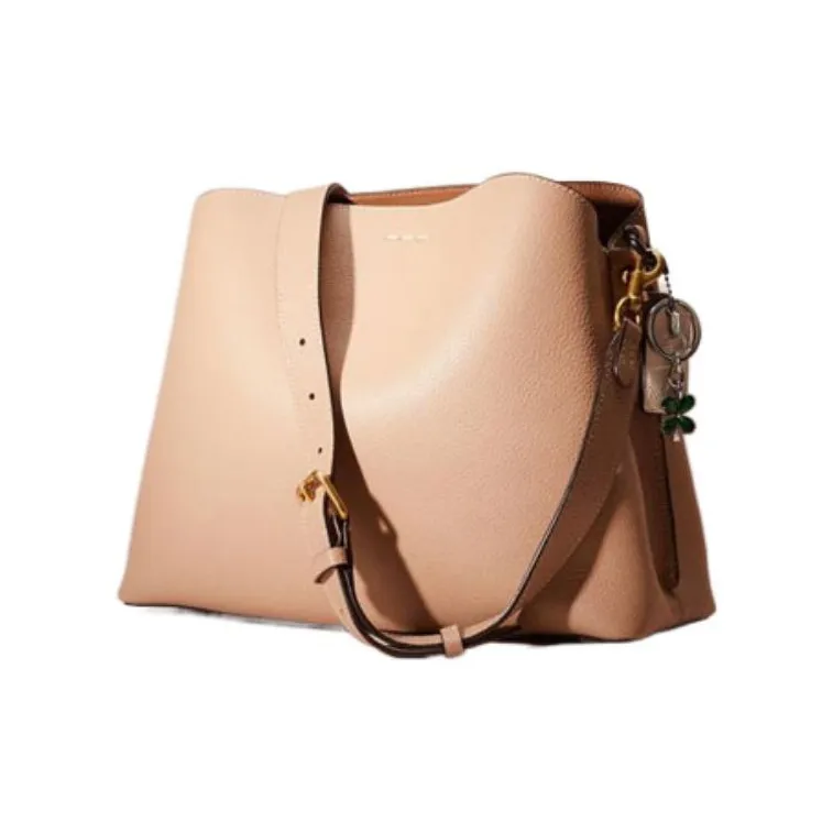 COACH Willow Leather Tote Bag Shopping Bag Handbag Shoulder Bag Large Size Women's Light Brown & White-2