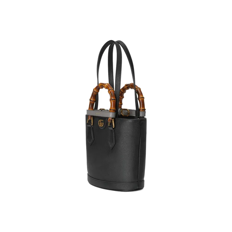 GUCCI Diana Leather Tote Bag Shopping Bag Handbag Small Size Women's Black-1