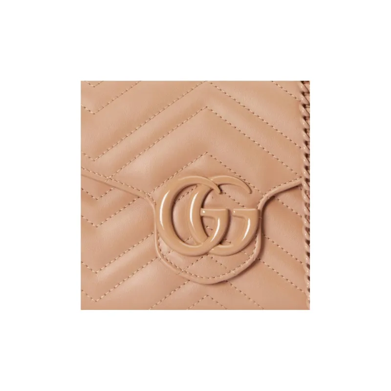 GUCCI GG Marmont Leather Shoulder Bag, Crossbody Bag Mini Women's Beige-8