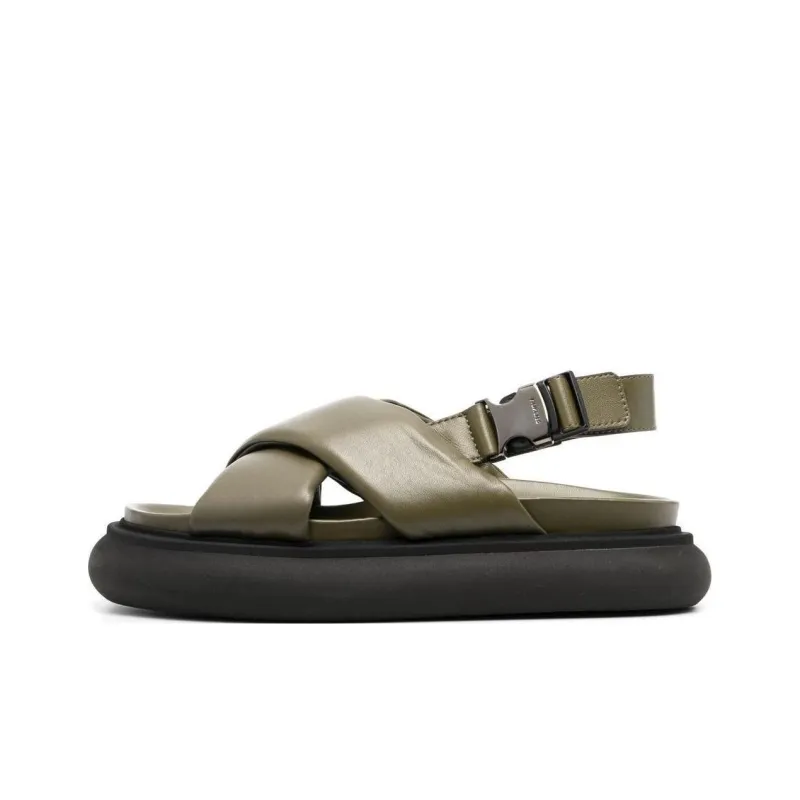Moncler Crossover-strap Leather Sandals-0