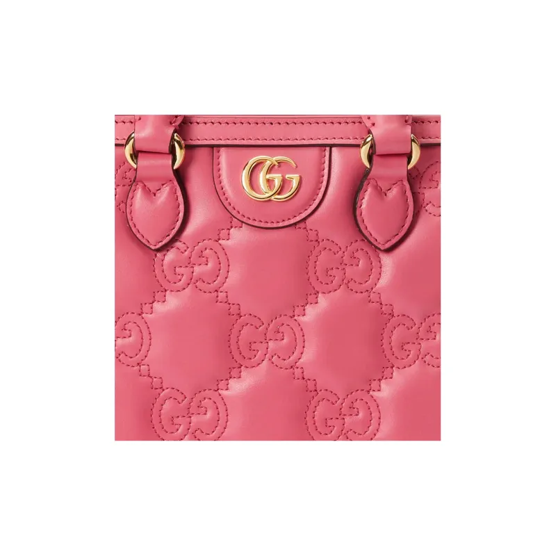 GUCCI GG Matelassé Leather Tote Crossbody Bags Handbags Mini Women's Pink-8