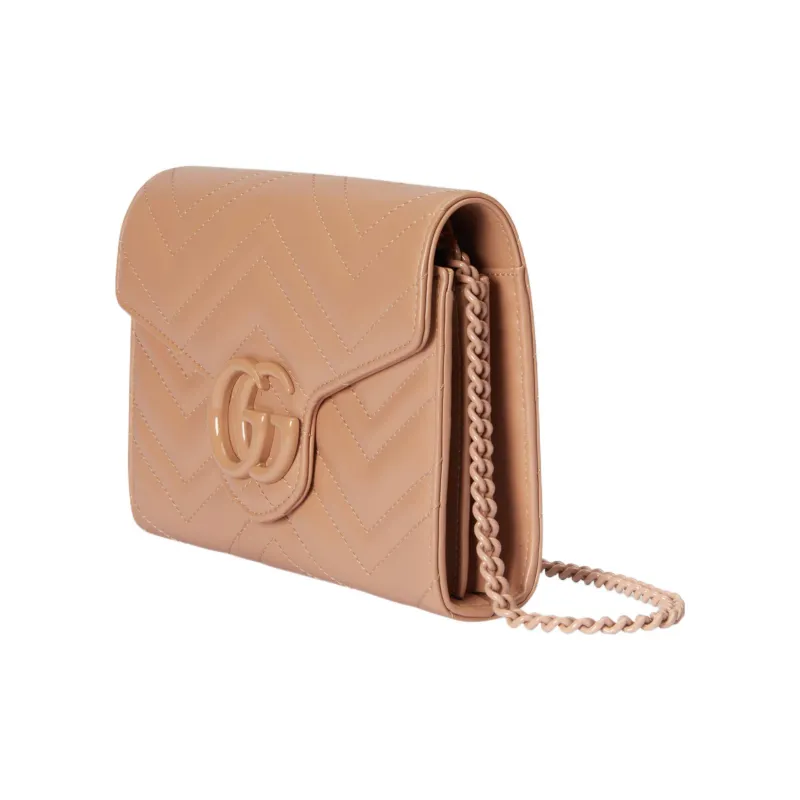 GUCCI GG Marmont Leather Shoulder Bag, Crossbody Bag Mini Women's Beige-1