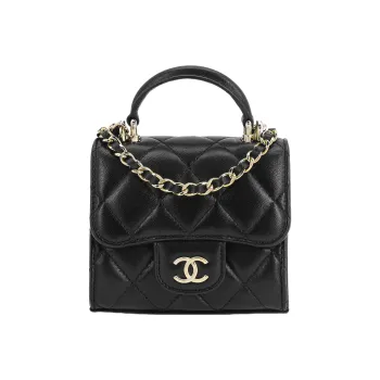 CHANEL Sheepskin Shoulder Bag, Crossbody Bag, Handbag Mini Women's Black