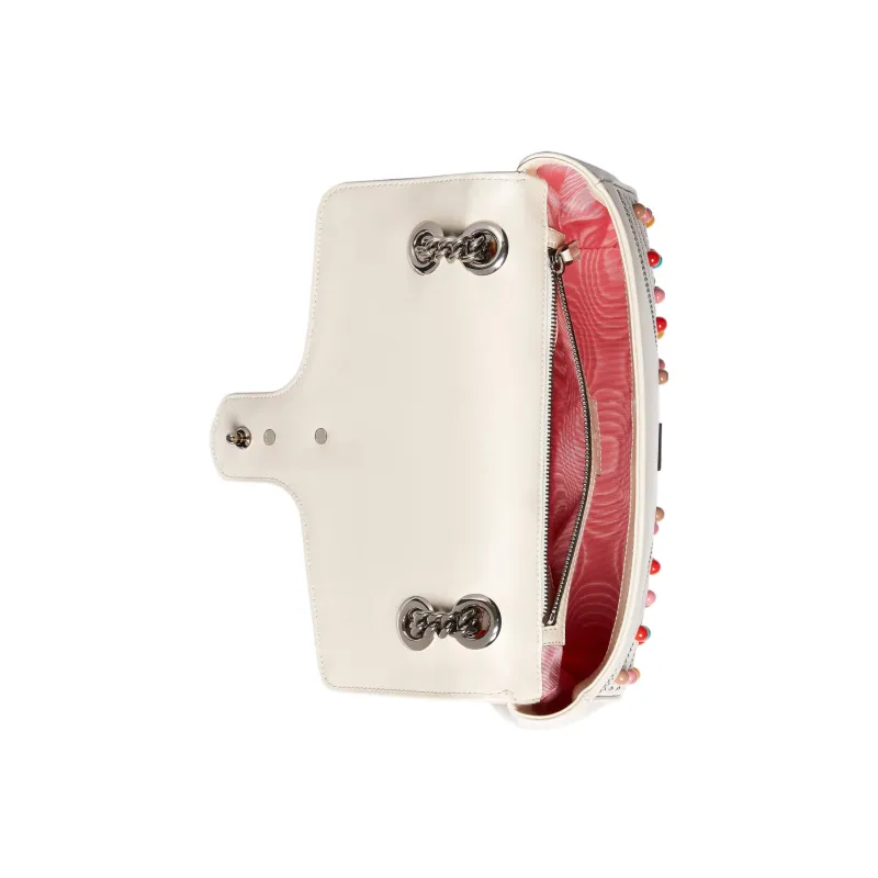GUCCI Marmont Leather Portable Crossbody Bag, Shoulder Bag Small Size Women's White-5