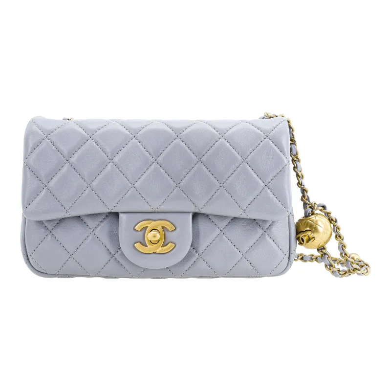 CHANEL Classic Flap CF21B Fall Leather Shoulder Bag, Crossbody Bag Mini Women's Cool Gray-0