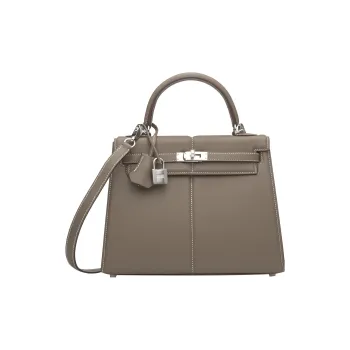 HERMES Kelly Swift Leather Kelly Bag, Shoulder Bag, Crossbody Bag, Handbag 25 Women's 18 Etoupe Elephant Gray