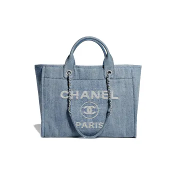 CHANEL Denim Beach Bag, Tote Bag, Shopping Bag, Shoulder Bag, Handbag Tubas Women's Blue