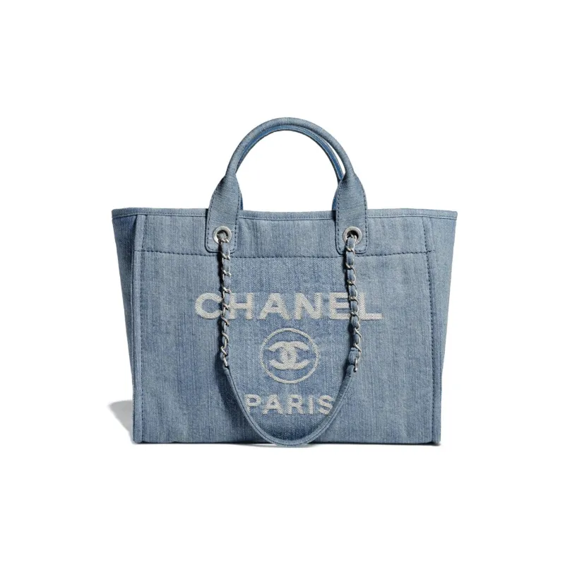 CHANEL Denim Beach Bag, Tote Bag, Shopping Bag, Shoulder Bag, Handbag Tubas Women's Blue-0