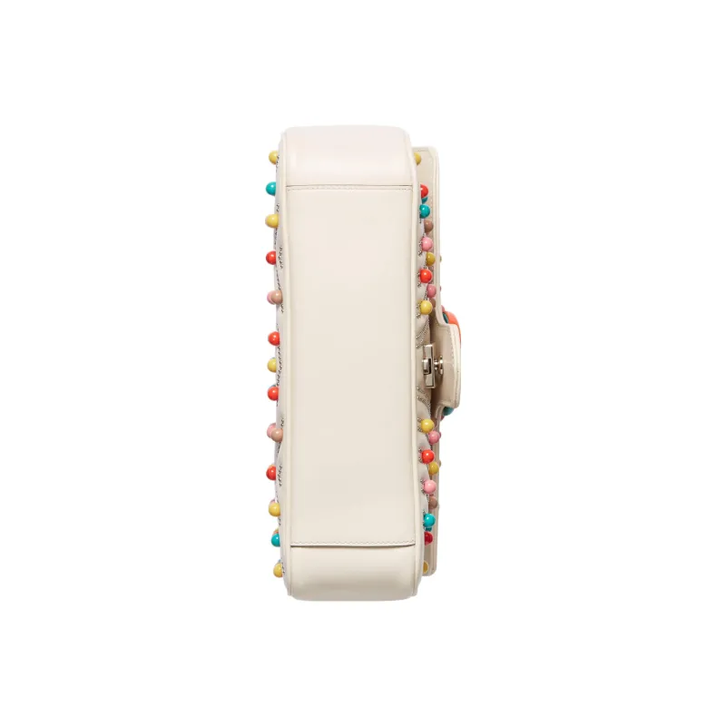 GUCCI Marmont Leather Portable Crossbody Bag, Shoulder Bag Small Size Women's White-6