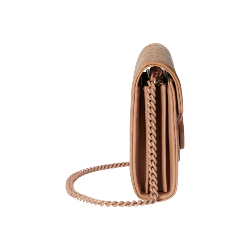 GUCCI GG Marmont Leather Shoulder Bag, Crossbody Bag Mini Women's Beige-4
