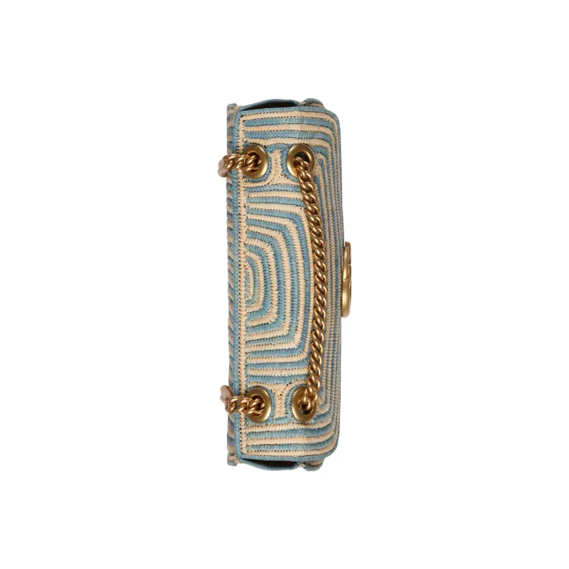 GUCCI GG Marmont Woven Straw Portable Crossbody Bag Shoulder Bag Women's Light Blue-4