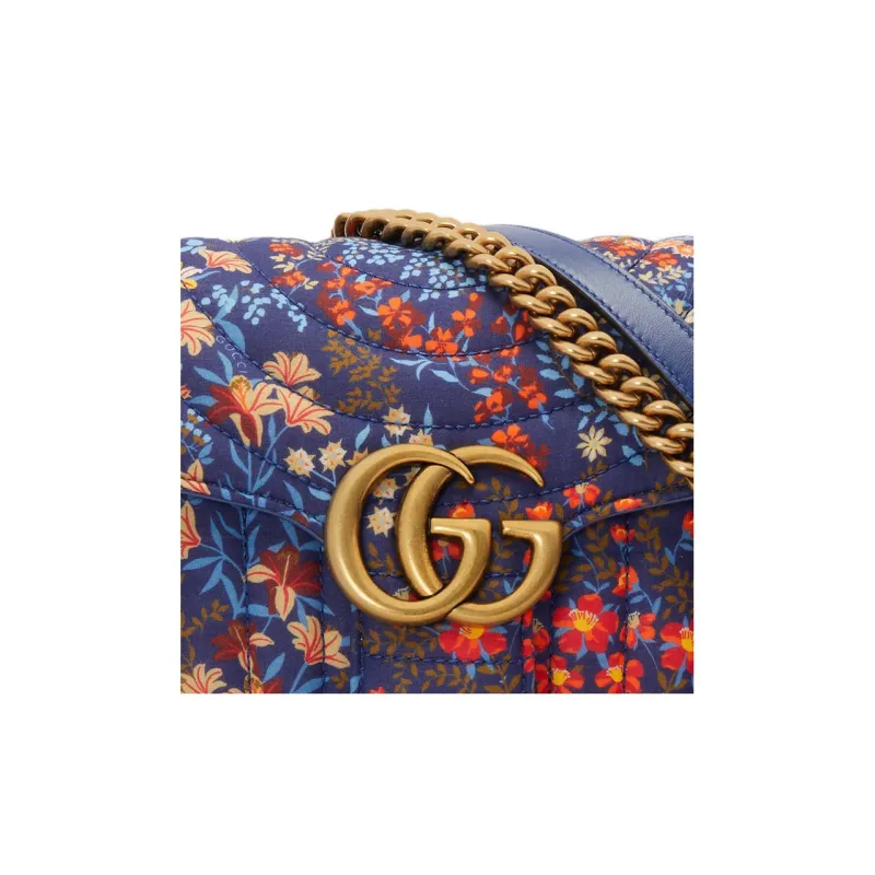 GUCCI Marmont Cotton Handbag, Shoulder Bag, Crossbody Bag Small Size Women's Blue-7
