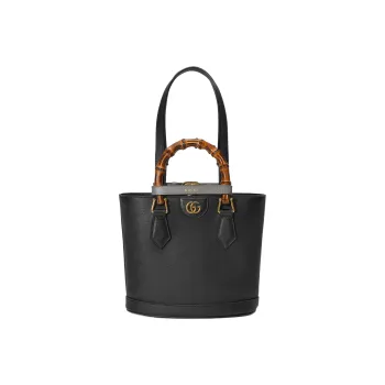 GUCCI Diana Leather Tote Bag Shopping Bag Handbag Small Size Women's Black