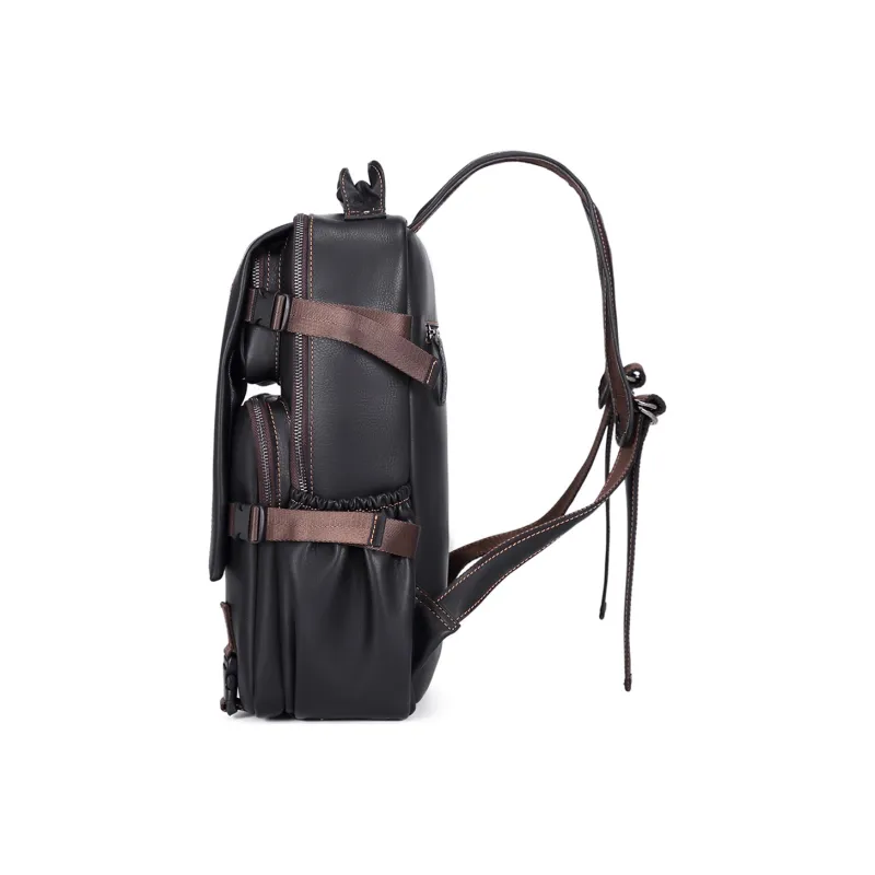 Slazenger Top Grain Cow Leather Backpack Regular Men's Black-2