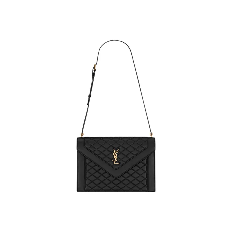 SAINT LAURENT GABY Lambskin Envelope Bag, Shoulder Bag, Crossbody Bag, Handbag Women's Black-0