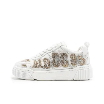 BLOCCO5 Letter Shoes Fashion Rhinestone Decorated Skateboard Shoes Unisex Diamond Gold