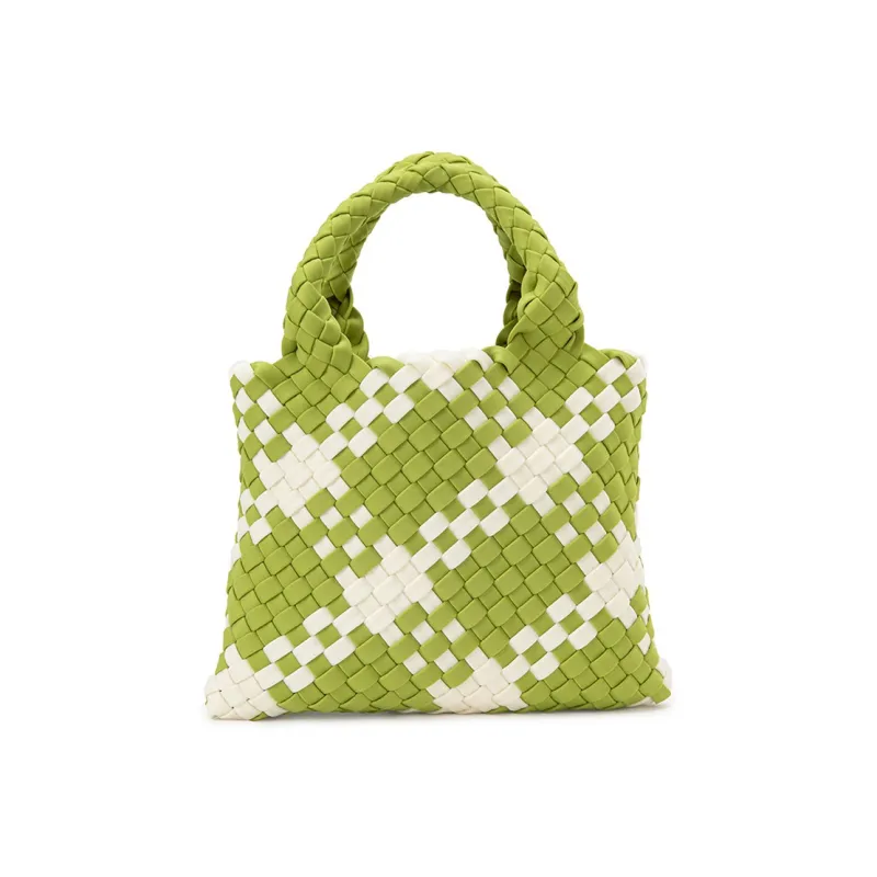 VENOF Cow Leather Handbag Medium Size Women's Don't Be Anxious Banana Green/Exotic Viola Purple-2
