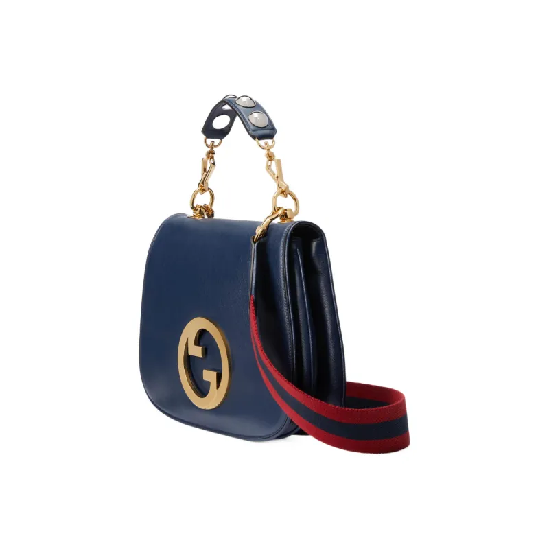 GUCCI Blondie Leather Shoulder Bag, Crossbody Bag, Handbag Small Size Women's Blue-1