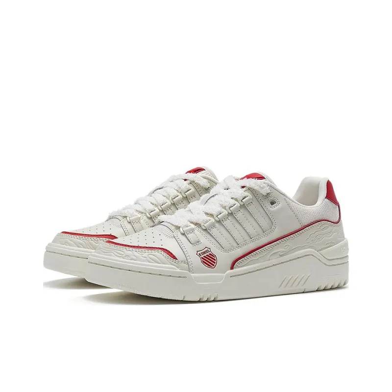 KSWISS Oxford Cny Slip Resistant, Abrasion Resistant, Lightweight Low Top Skateboard Shoes Men's White Red-2