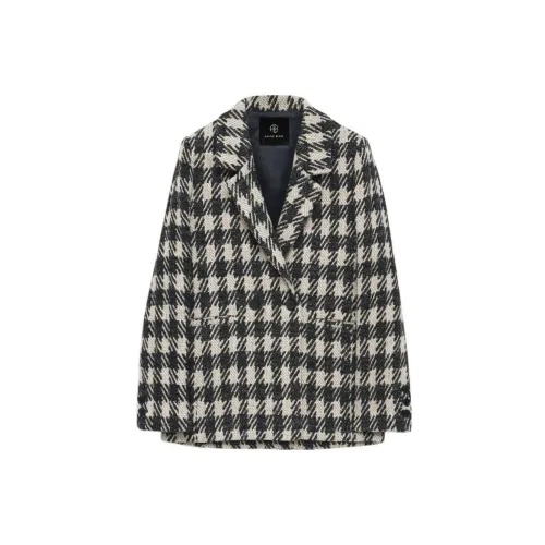 Anine Bing Diana Plaid Double-breasted Blazer