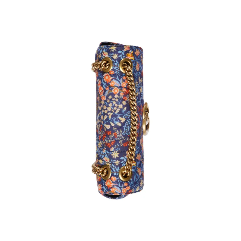 GUCCI Marmont Cotton Handbag, Shoulder Bag, Crossbody Bag Small Size Women's Blue-4