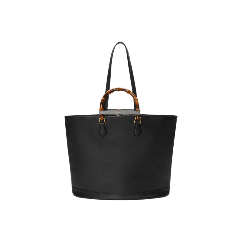 GUCCI Diana Leather Tote Bag Shopping Bag Shoulder Bag Handbag Large Size Women's Black-3