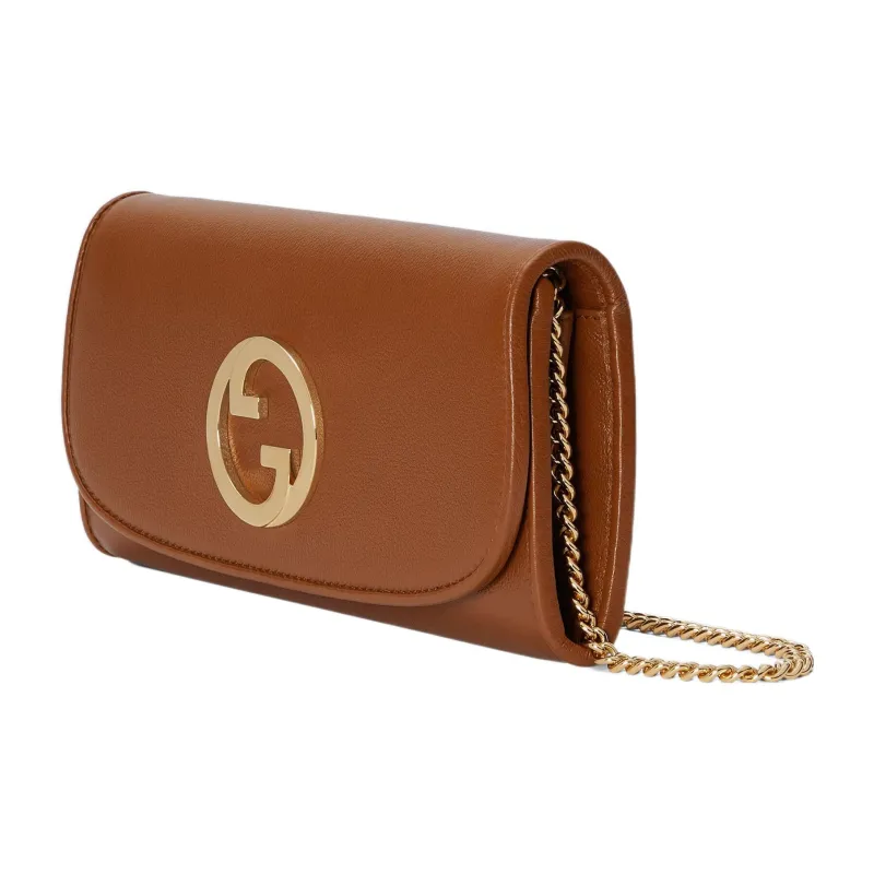 GUCCI Blondie Leather Shoulder Bag Crossbody Bag Wallets Women's Brown-1