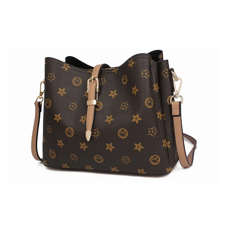 CHISIY Artificial Leather Tote Bag Shopping Bag Bucket Bag Shoulder Bag Regular Women's Brown-3