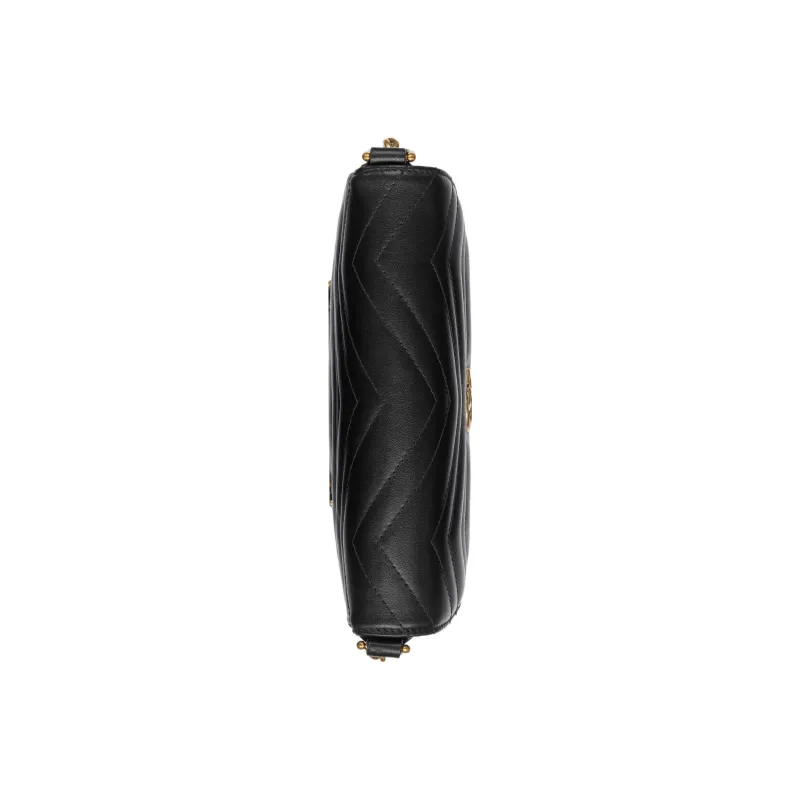 GUCCI Marmont Quilting Leather Saddle Bag Chain Bag Shoulder Bag Crossbody Bag Mini Women's Black-6