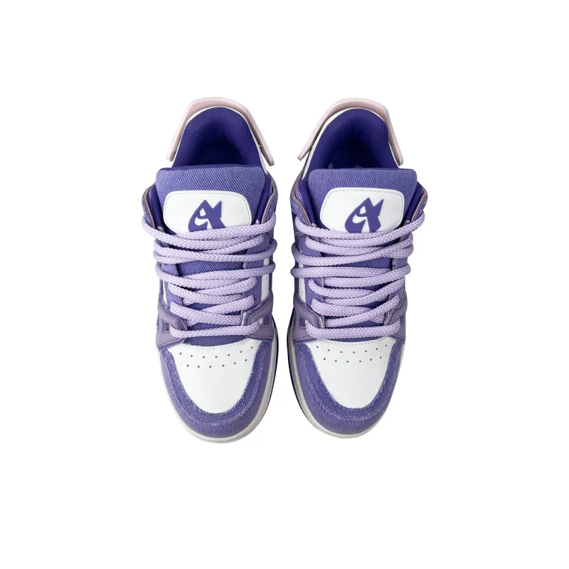 ALLHAVE Anti Slip Wear Resistant Low Top Skateboard Shoes Unisex Purple-3