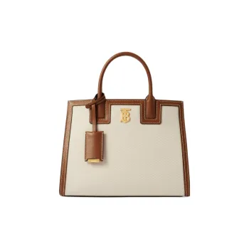 Burberry Frances Calfskin With Cotton Shoulder Bag Crossbody Bag Handbag Mini Women's Natural/Malt Brown