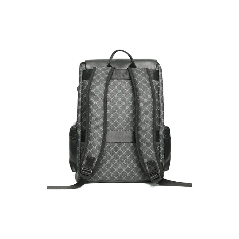 NOMK PU Cortex Laptop Backpack Unisex Black Gray Color-3