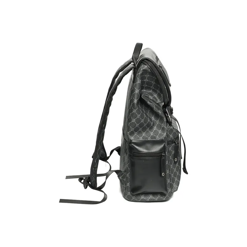 NOMK PU Cortex Laptop Backpack Unisex Black Gray Color-2