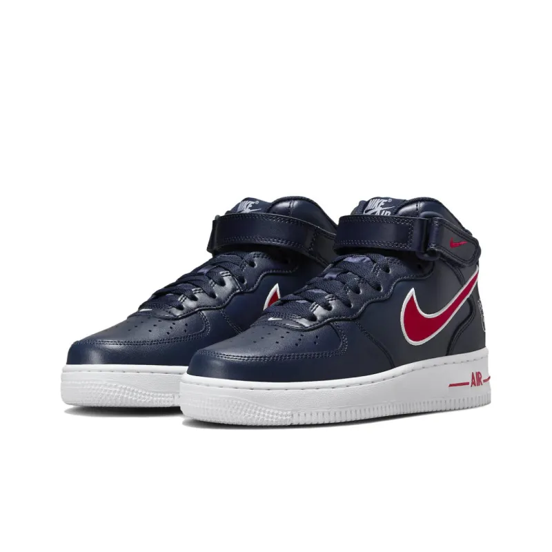 Nike Air Force 1 '07 Mid Obsidian University Red White Wolf Grey Women's-2