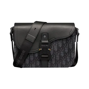 DIOR Grained Calfskin Saddle Bag, Messenger Bag, Crossbody Bag, Shoulder Bag Men's Black