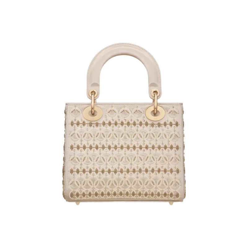 DIOR Lady Dior Cow Leather Daisie Bag Portable Crossbody Bag Shoulder Bag Small Size Women's Gold-4