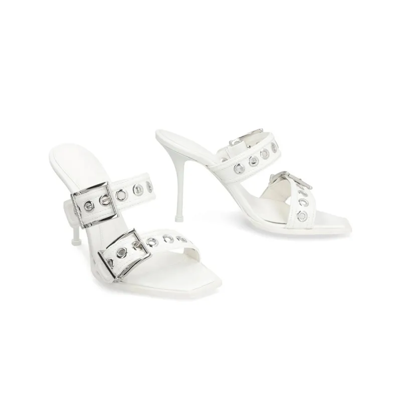 Alexander McQueen Punk Double-buckle Leather Mules-3