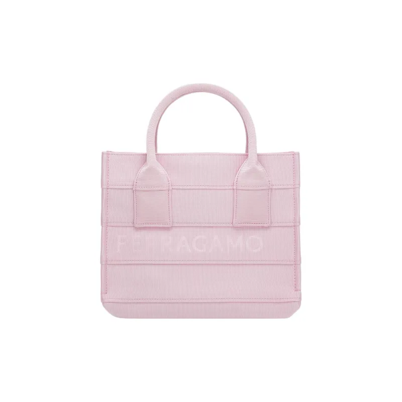 FERRAGAMO Fabric Tote Bag Shopping Bag Handbag Small Size Women's Light Pink Red-0