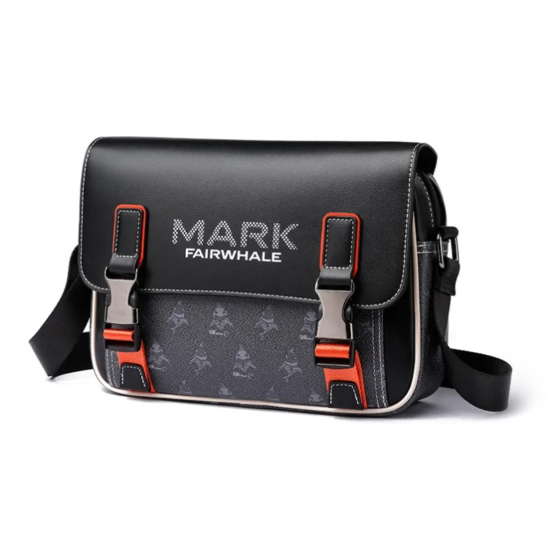 FAIRWHALE PVC Shoulder Bag, Crossbody Bag, Messenger Bag Small Size Unisex Lead Gray, Apricot, Ecru-1