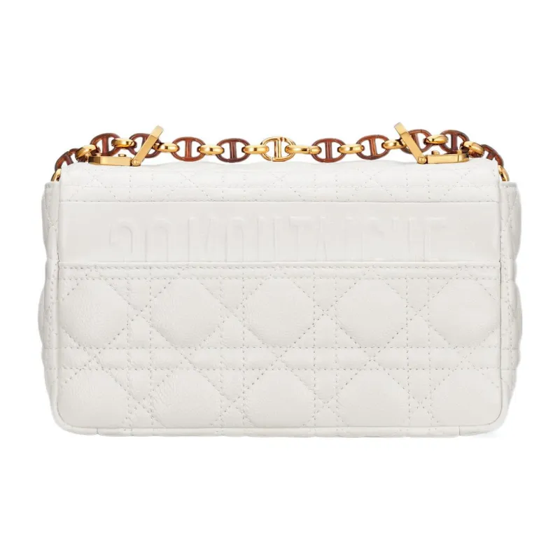 DIOR Caro Calfskin Crossbody Bag Shoulder Bag Women's White-4