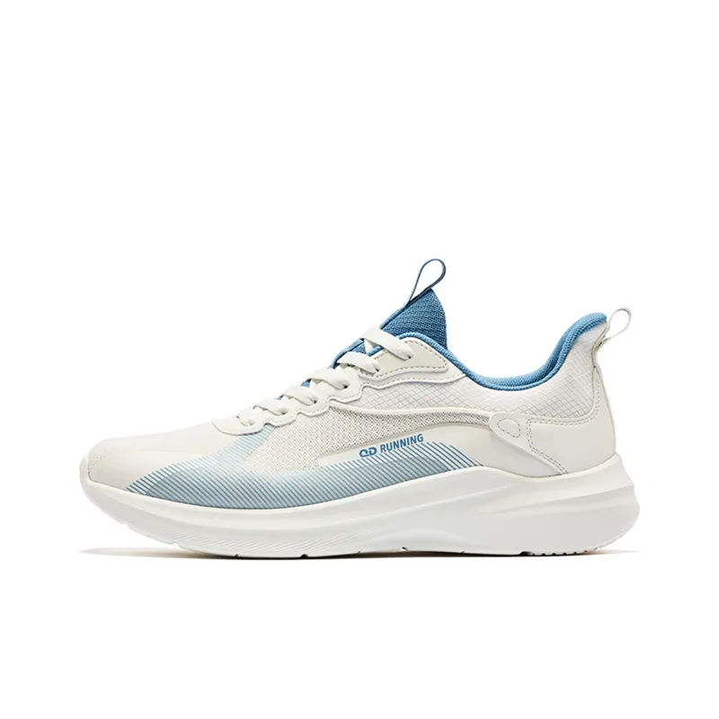 QIAODAN Anti Slip And Wear Resistant Breathable Low Top Running Shoes Men's White Blue-0