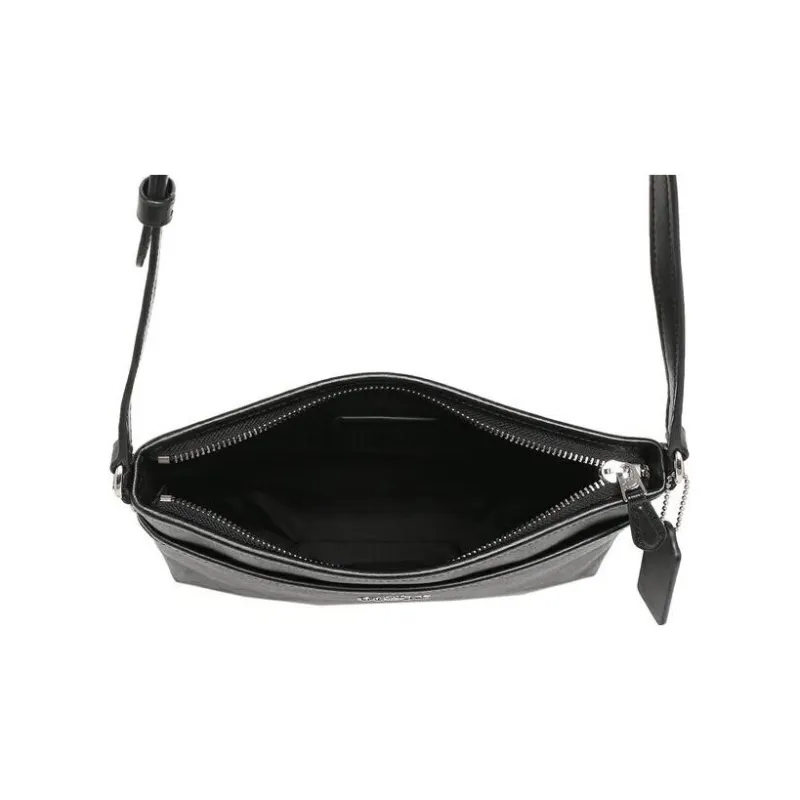 COACH File Canvas With Leather Messenger Bag, Shoulder Bag, Crossbody Bag Medium Size Women's Black Gray-4