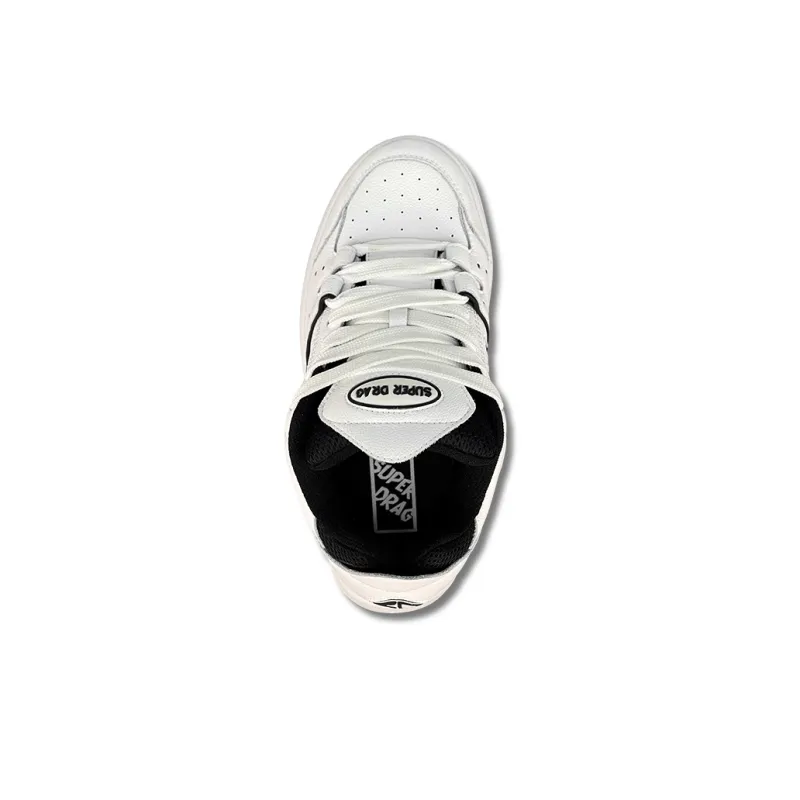 LuzaoT SUPER DRAG Puffy Shoes Low Top Skateboard Shoes Unisex White Black-3