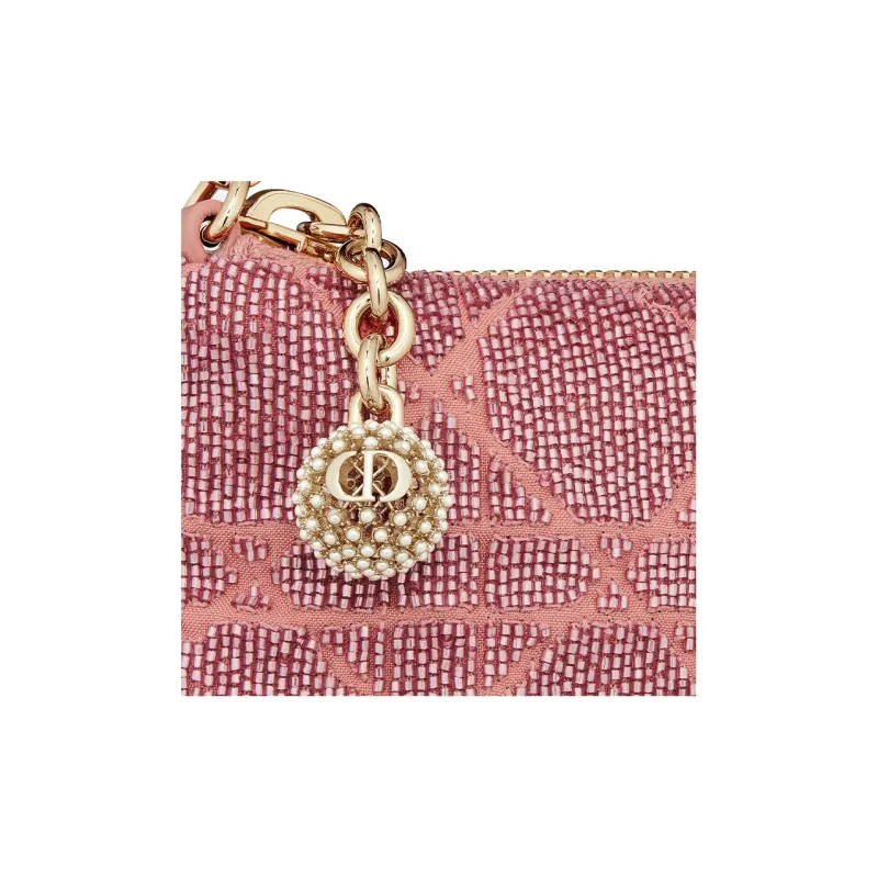 DIOR Beaded Embroidered Cotton Handbag Shoulder Bag Women's Dream Pink Color-4