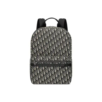 DIOR Leather Nylon Backpack Regular Men's Beige/Black