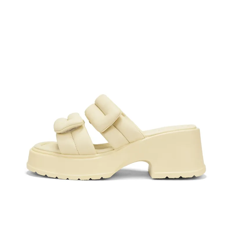 OMS Slide Slippers Women's Beige/Light Yellow-0