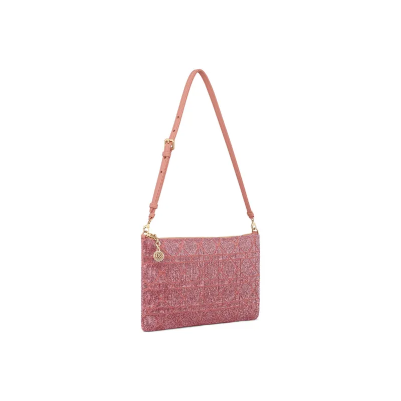 DIOR Beaded Embroidered Cotton Handbag Shoulder Bag Women's Dream Pink Color-1