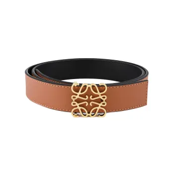LOEWE Leather Belt Unisex Brown Width 2.8cm